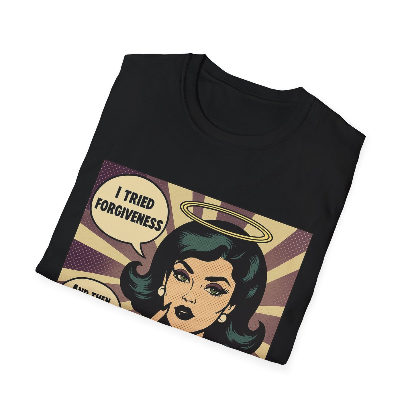 Forgiveness Quote T-Shirt (Color) – “I’m Not Jesus” Graphic Tee, Black & White Pop Art, Feminist Statement Shirt