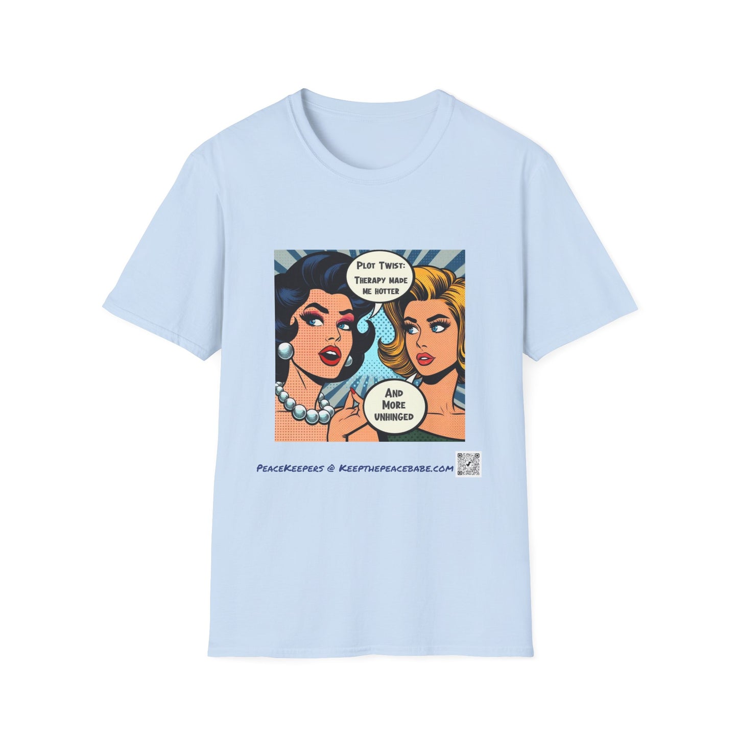 Therapy Glow-Up T-Shirt – “Therapy Made Me Hotter (and More Unhinged)” Comic Style Graphic Tee, Retro Pop Art Humor, Feminist Mental Health Shirt