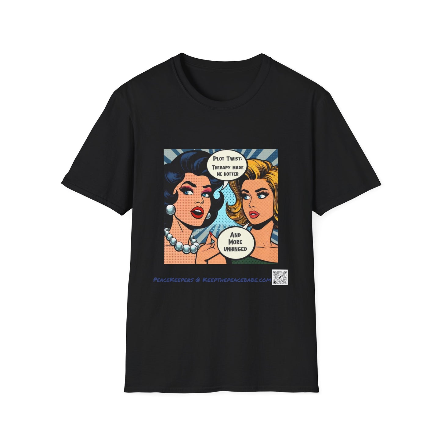 Therapy Glow-Up T-Shirt – “Therapy Made Me Hotter (and More Unhinged)” Comic Style Graphic Tee, Retro Pop Art Humor, Feminist Mental Health Shirt