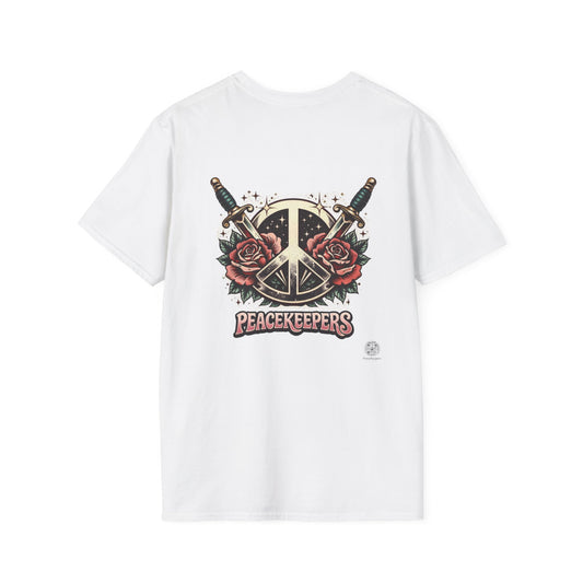 Peacekeepers Vintage Tattoo Peace Sign Shirt – Roses & Daggers Retro Peace Symbol Graphic Tee