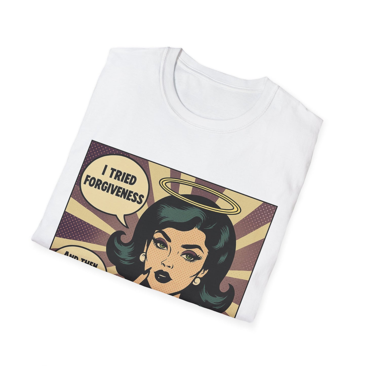 Forgiveness Quote T-Shirt (Color) – “I’m Not Jesus” Graphic Tee, Black & White Pop Art, Feminist Statement Shirt