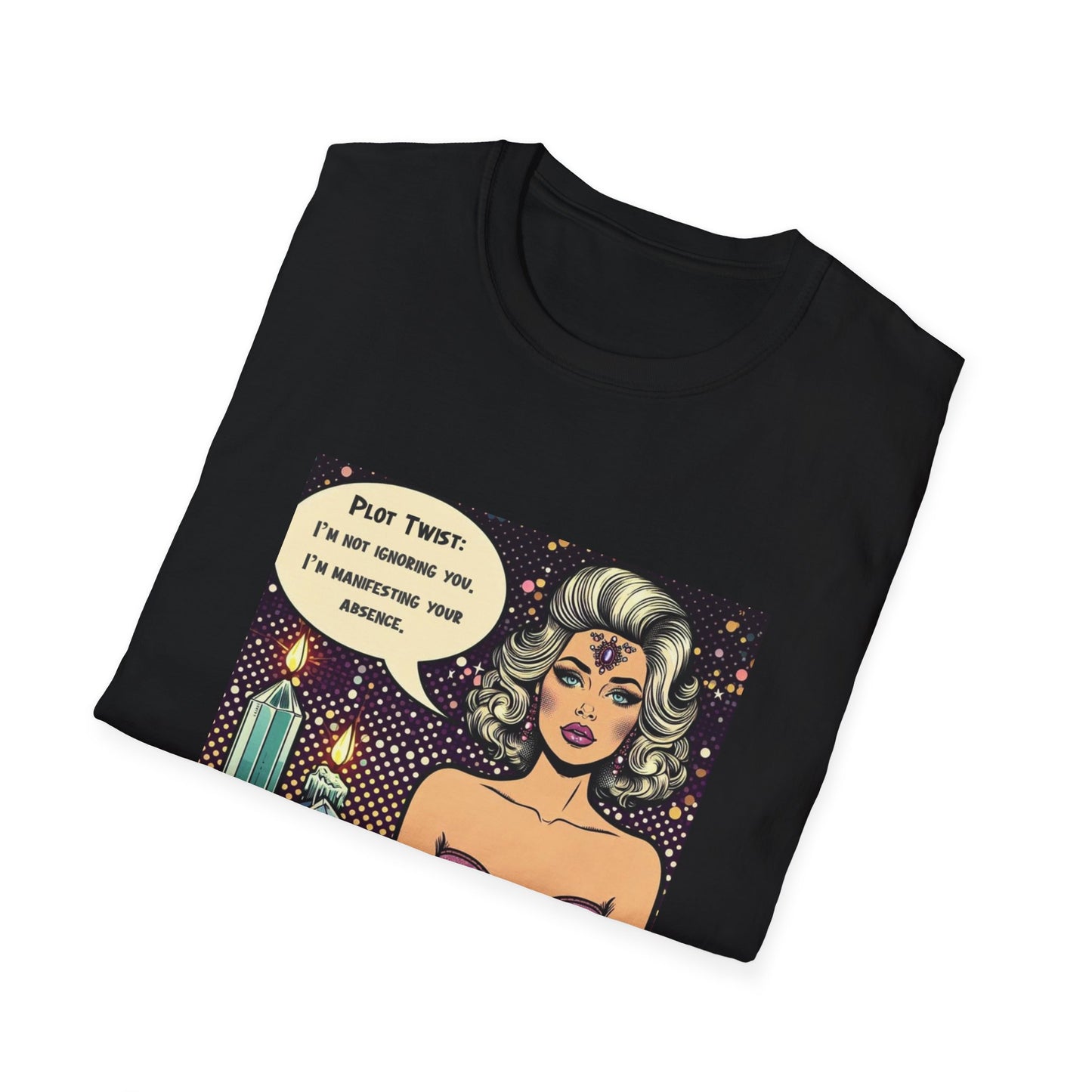 Manifestation Quote T-Shirt – “I’m Not Ignoring You, I’m Manifesting Your Absence” Graphic Tee, Retro Pop Art, Spiritual Girl Statement Shirt