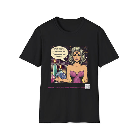 Manifestation Quote T-Shirt – “I’m Not Ignoring You, I’m Manifesting Your Absence” Graphic Tee, Retro Pop Art, Spiritual Girl Statement Shirt