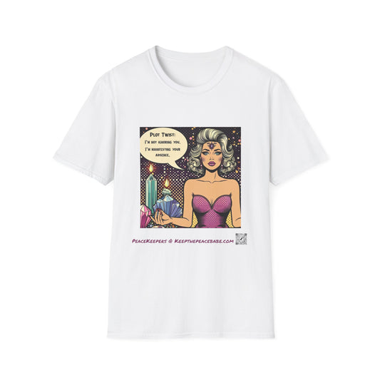 Manifestation Quote T-Shirt – “I’m Not Ignoring You, I’m Manifesting Your Absence” Graphic Tee, Retro Pop Art, Spiritual Girl Statement Shirt