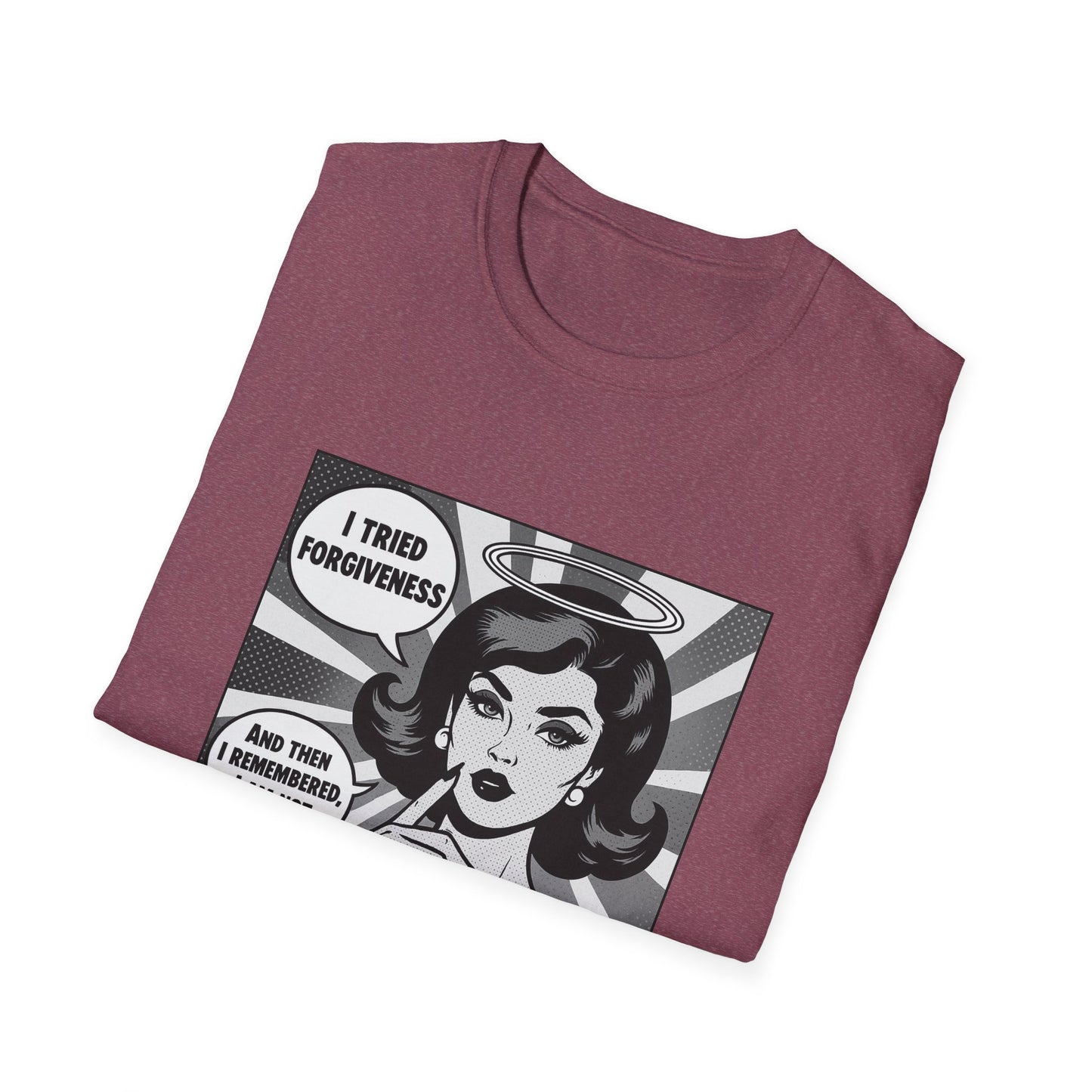 Forgiveness Quote T-Shirt – “I’m Not Jesus” Graphic Tee, Black & White Pop Art, Feminist Statement Shirt